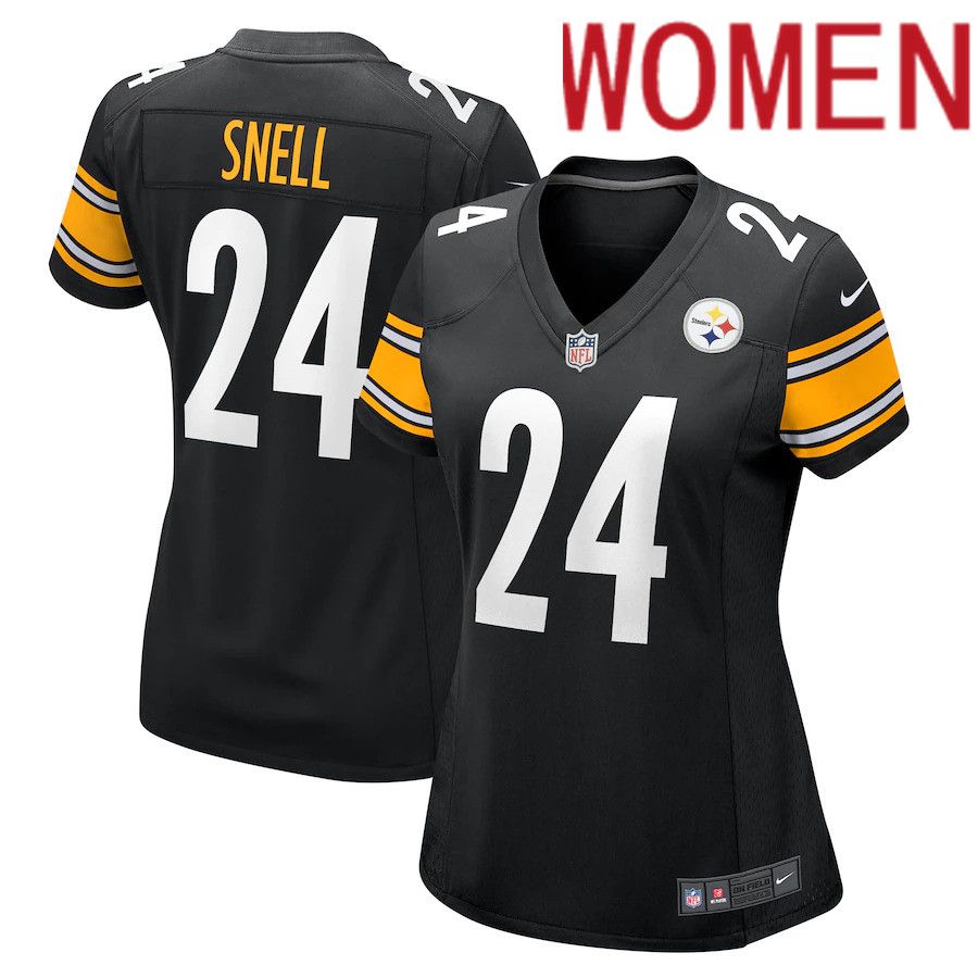 Women Pittsburgh Steelers #24 Benny Snell Jr. Nike Black Game NFL Jersey->women nfl jersey->Women Jersey